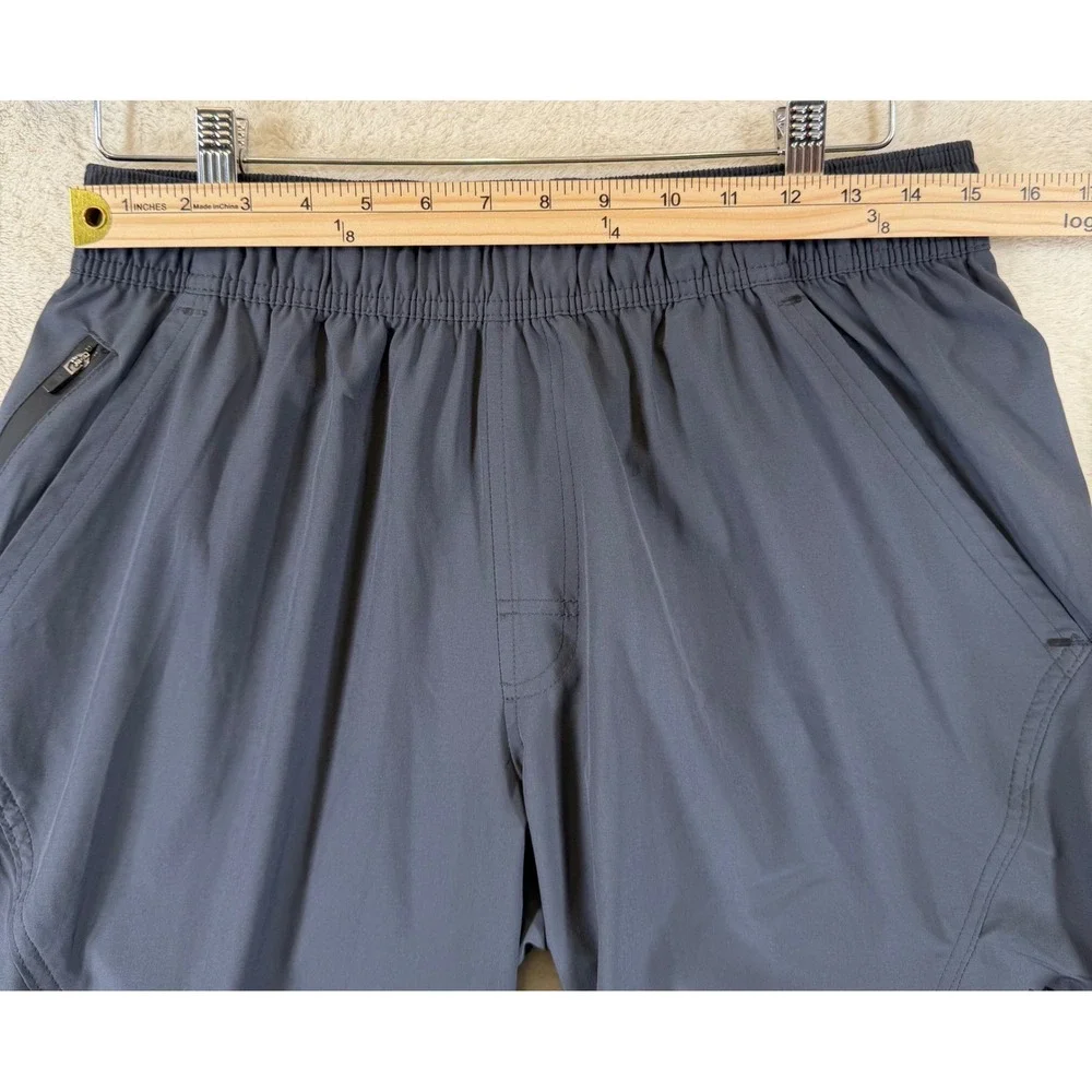 LEG3ND Mens Large Athletic Training Shorts Charcoal Gray Zip Pocket Stretch